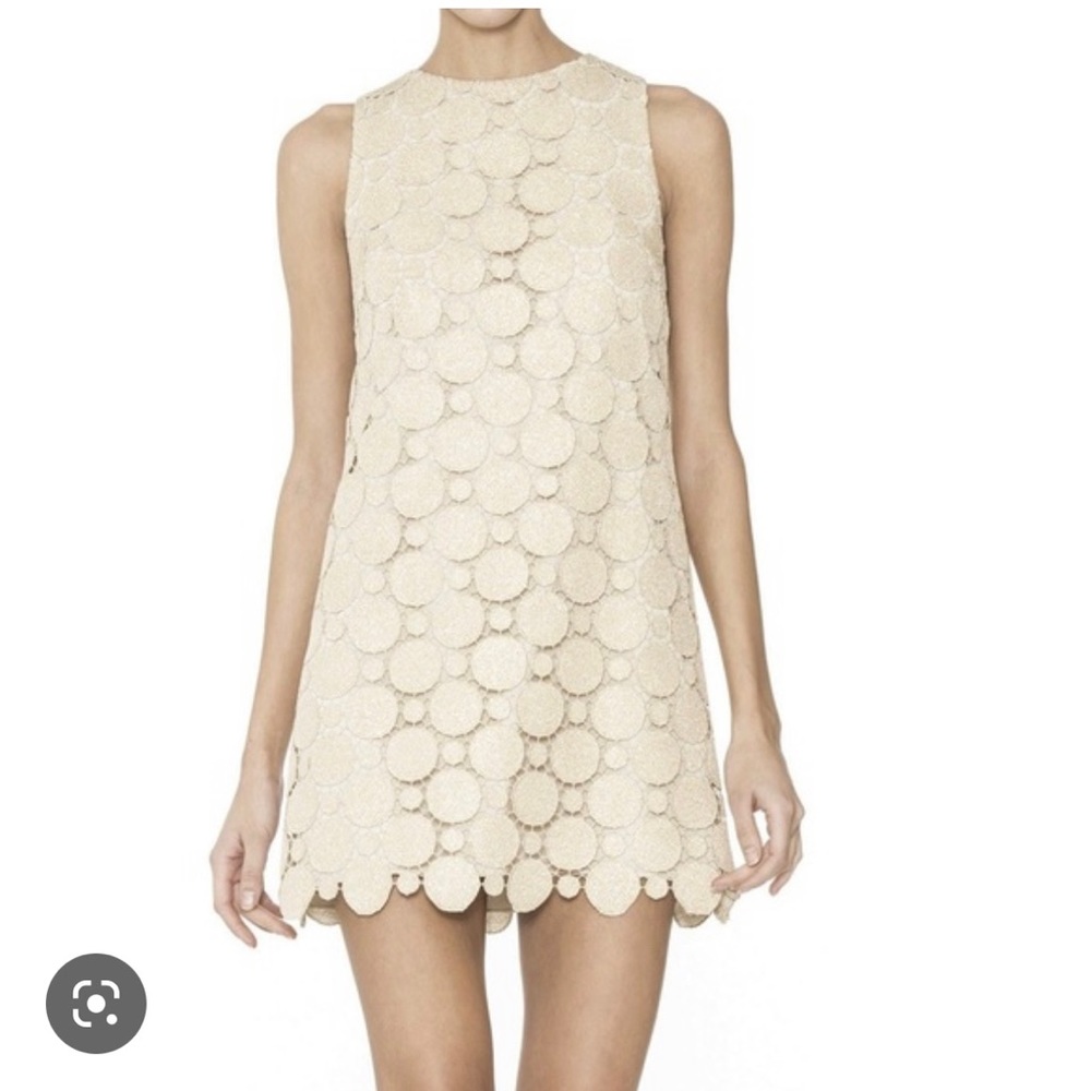 Alice and Olivia gold shift dress